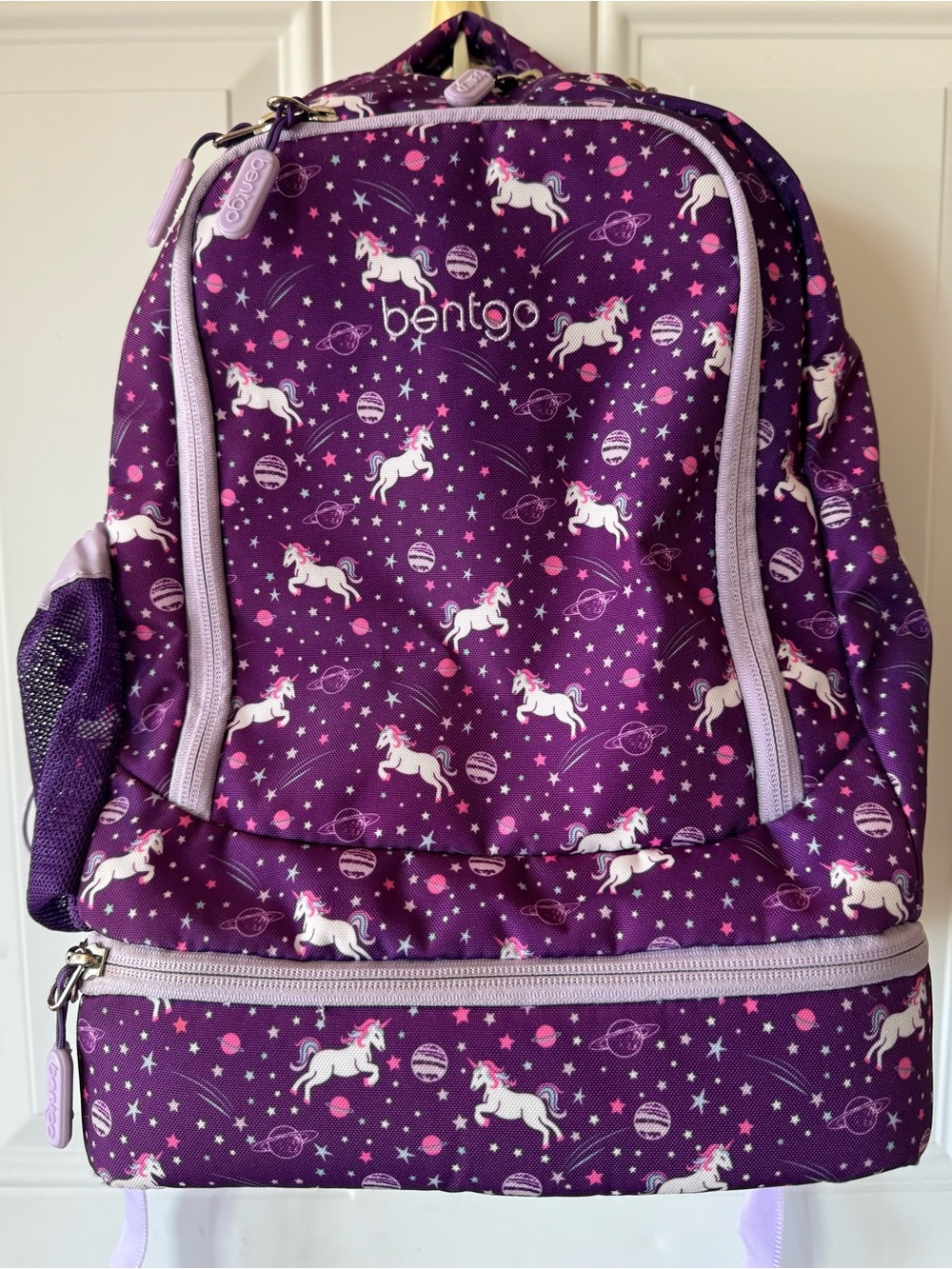 Bentgo Kids Purple Unicorn, Star 2-in-1 Backpack and Insulated Lunch Bag